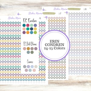 EC COLOR CIRCLES w/dashed white middle || Erin Condren Dots || 2024-2025 Colors || Evolve, Bold Blooms, Canvas