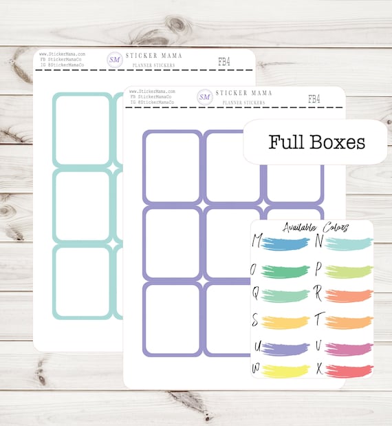 FULL BOX STICKERS 1.9" x 1.5" full box labels full planner box ex planner stickers deluxe sticker kit full planner kit