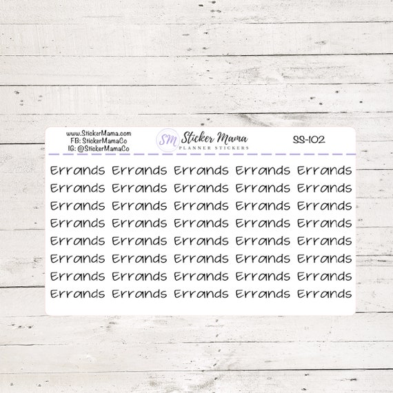 SS-102 - Errands JenPlans SCRIPT Planner Stickers - Script Stickers