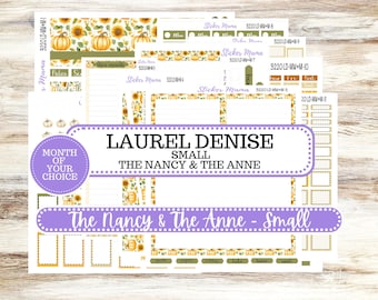 Laurel Denise Small Anne and Nancy Planner Sticker Kit | Small Week + Month | Choose your own Month 3220 Sunflower Harvest | 6-26