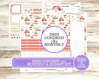 ERIN CONDREN Monthly Kit-3202 || 7X9 ||  Mushroom Bloom Monthly  - 7x9 EC Any Monthly Kit - Mushroom Monthly Planner Kits -  Monthly Budget