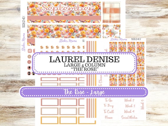 Laurel Denise Large Rose Planner Sticker Kit | 4 Column Mini | Project Mini  | 3206 Falling Colors | 6-26