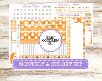 Erin Condren Monthly  Kit  7X9 | 3222 Cozy Ghost Stickers  | October