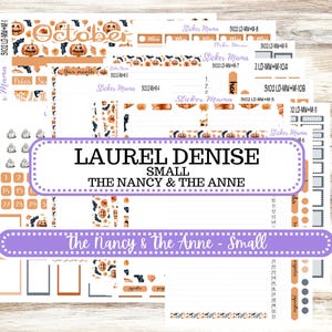 LD SMALL &quot;The Anne&quot; & &quot;The Nancy&quot; || MINI Week + Month Planner Kit #3102 || Laurel Denise Horizontal Vertical || Pumpkin Town || Aug 25
