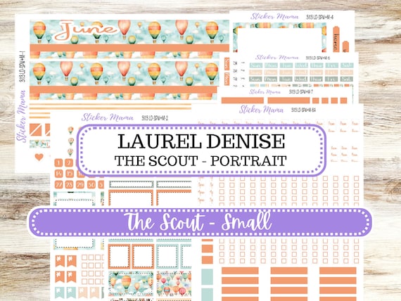 Laurel Denise Small Scout Planner Sticker Kit | Portrait Weekly + Monthly | June Hot Air Balloons #3113 | 3-26