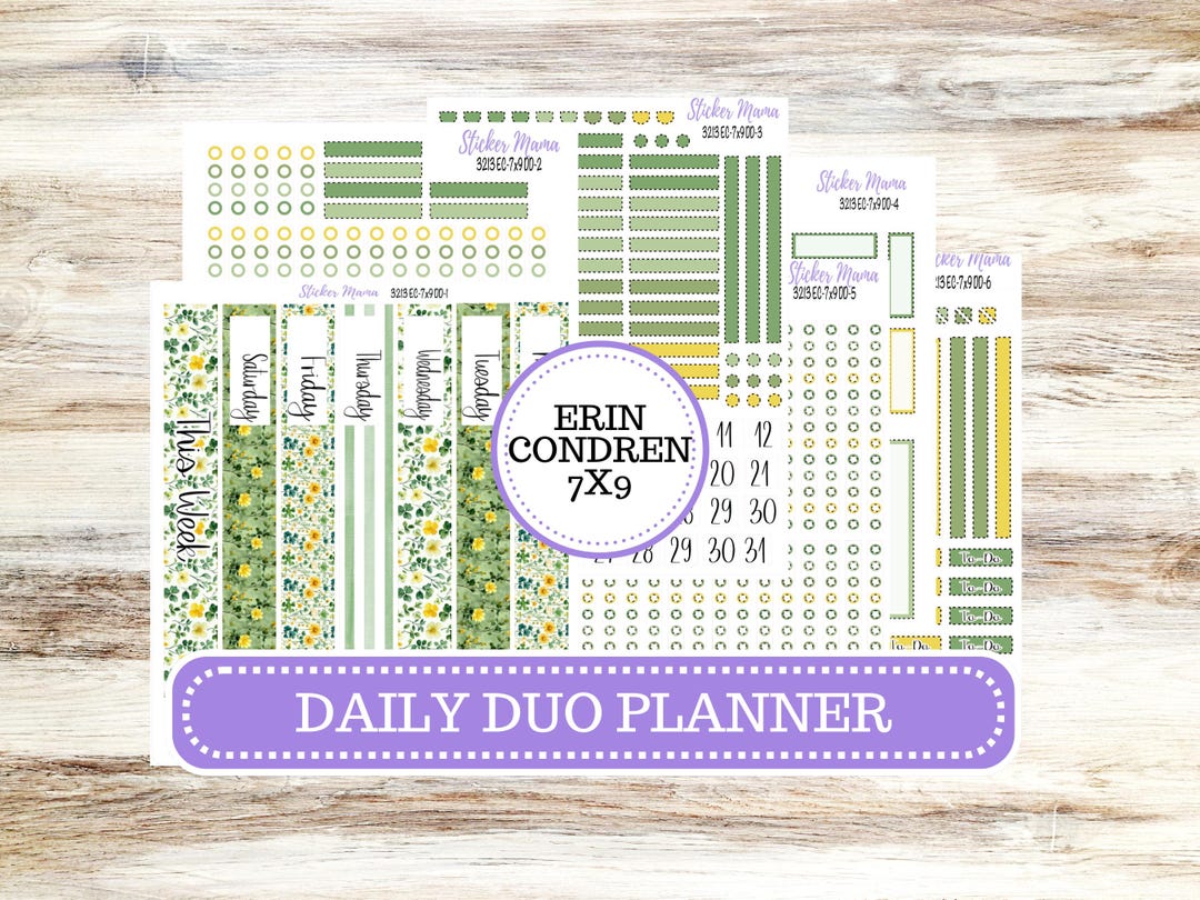 ERIN CONDREN Daily Duo Planner Kit DD-3213 || March - Lucky Blossoms ...