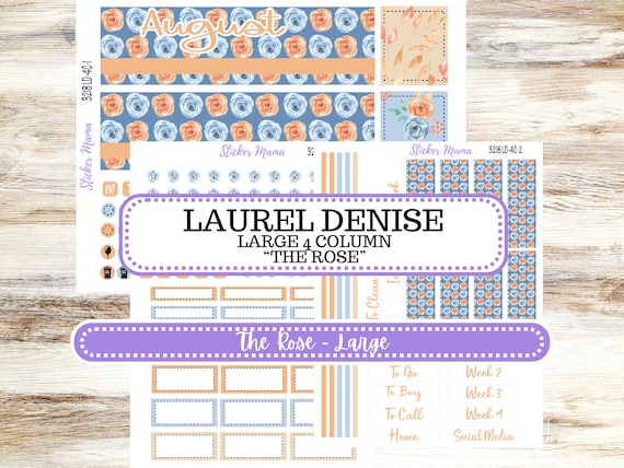 Laurel Denise Large Rose Planner Sticker Kit | 4-COLUMN (formerly project) | August 3218 Blossom Breeze | 5-26
