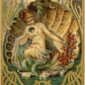 Art Nouveau Mermaid Cross Stitch pattern PDF Instant Download image 1