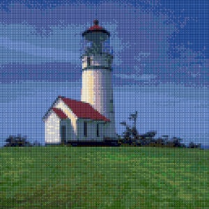 Oregon Cape Blanco Lighthouse landscape Cross Stitch pattern PDF - Instant Download!