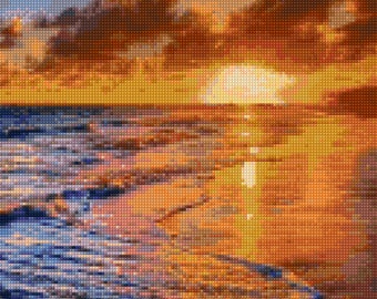 Ocean Beach Sunset Cross Stitch pattern PDF - Instant Download!