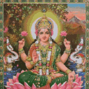 Lakshmi Hindu Goddess Cross Stitch pattern - PDF - Instant Download!