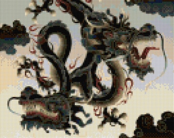 Asian Two Headed Dragon Cross Stitch pattern - PDF - Instant Download!
