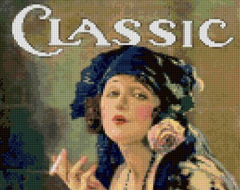 1920s Art Deco Motion Picture Classic Magazine Cover Cross Stitch Pattern - PDF Instant Download
