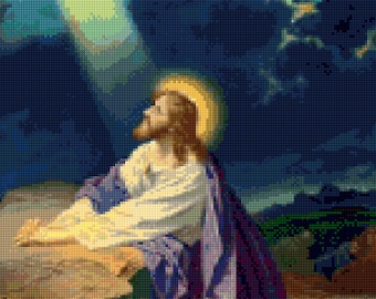 Jesus at Gethsemane Cross Stitch pattern PDF - Instant Download!