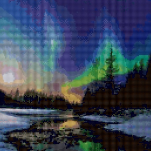 Northern Lights Aurora Borealis Cross Stitch pattern PDF - Instant Download!