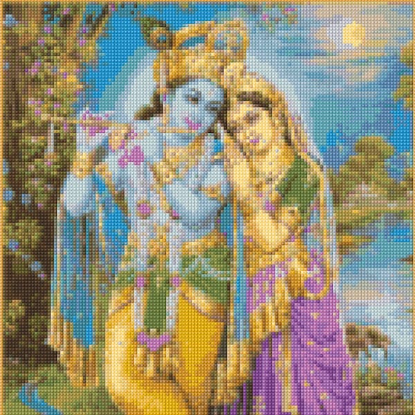 Krishna and Radha Hindu God and Goddess Cross Stitch pattern - PDF - Instant Download!