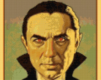 Vintage Drácula cartel Cross Stitch patrón PDF - Descarga instantánea!