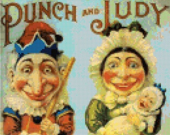 Victorian Punch and Judy Cross Stitch pattern Poster PDF - Instant Download!