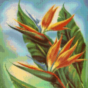 1950s Bird of Paradise Hawaiian Mid Century Cross Stitch pattern PDF - Instant Download!