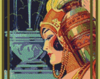 Art Deco Woman Cross stitch pattern - PDF - Instant Download!