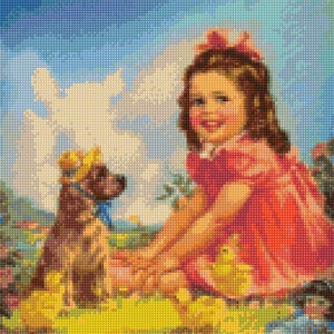 1950s Baby Girl and Friends Cross Stitch pattern PDF - Instant Download!