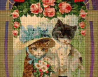 Art Nouveau Cats Cross Stitch Pattern - PDF - Instant Download!