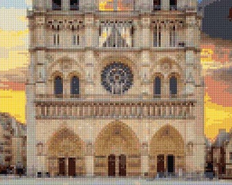 Notre Dame Cathedral Sunset Cross Stitch pattern PDF - Instant Download!