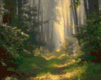 Forest clearing landscape Cross Stitch pattern PDF - Instant Download!