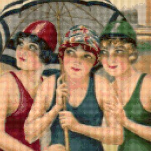 Art Deco Bathing Beauties Cross Stitch Pattern - PDF - Instant Download!