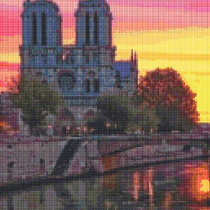 Notre Dame Cathedral Sunrise Cross Stitch pattern PDF - Instant Download!
