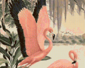 1950s Flamingos Mid Century Cross Stitch pattern PDF - Instant Download!