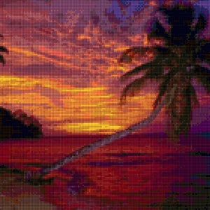 Tropical Twilight Landscape Cross Stitch pattern PDF - Instant Download!