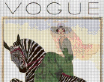 Handmade Autumn Lady with Coat Vintage French Vogue Inspired Cross Stitch Frame Vogue Cover Stitch Cross