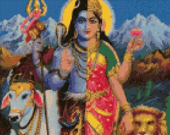 Shiva Ardhanageswari Hindu Gods Cross Stitch pattern - PDF - Instant Download!
