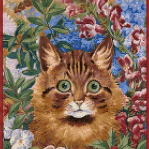 Cat in Flowers Louis Wain Cross Stitch pattern - PDF - Instant Download!