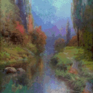 Vintage R A Fox Forest Stream motif de point de croix PDF - Téléchargement instantané !