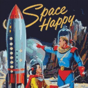 Mid Century Space Happy Comics patrón de punto de cruz PDF - Descarga instantánea!