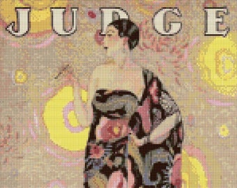 1920s Art Deco Judge Magazine Cover Cross Stitch Pattern - PDF Instant Download