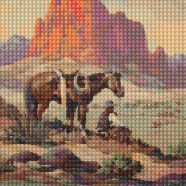 1950s Cowboy On the Range Mid Century Cross Stitch pattern PDF - Instant Download!