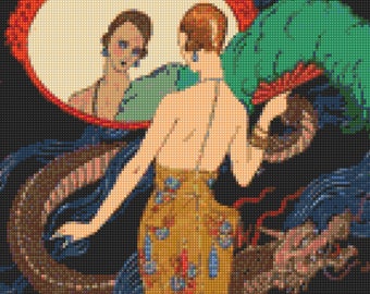Art Deco Dogaresse by George Barbier Cross Stitch Pattern - PDF - Instant Download!
