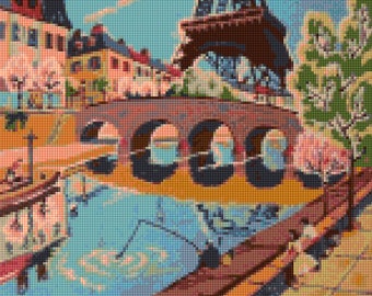 1950s Mid Century Paris Cross Stitch pattern PDF - Instant Download!