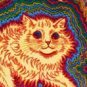 Psychedelic Cat Louis Wain Cross Stitch pattern - PDF - Instant Download!