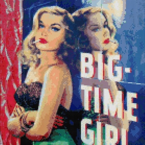 May include: A vintage movie poster featuring a woman in a green skirt and a black top. The poster has the text "BIG TIME GIRL" in large, bold letters.