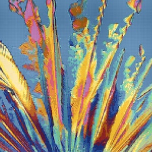 May include: Abstract art print with a vibrant color palette of yellow, blue, pink, and green. The colors are arranged in a swirling, dynamic pattern, creating a sense of movement and energy.