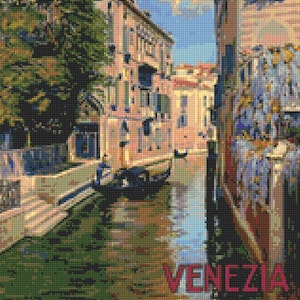 Vintage Venice Travel Poster Cross Stitch pattern travel poster PDF - Instant Download!