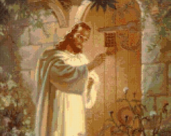 Christ Knocking at Heart&#39;s Door Cross Stitch pattern PDF - Instant Download!