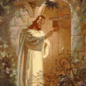 Christ Knocking at Heart&#39;s Door Cross Stitch pattern PDF - Instant Download!
