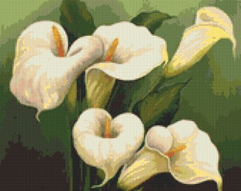 White Calla Lilies Cross Stitch pattern PDF - Instant Download!