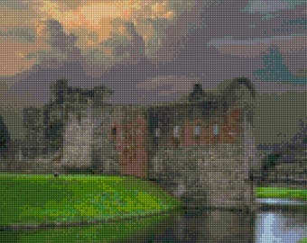 Rothesay Castle Scotland Storm Cross Stitch pattern PDF - Instant Download!
