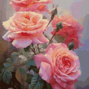 Rose boeket Cross Stitch patroon PDF - Direct downloaden!